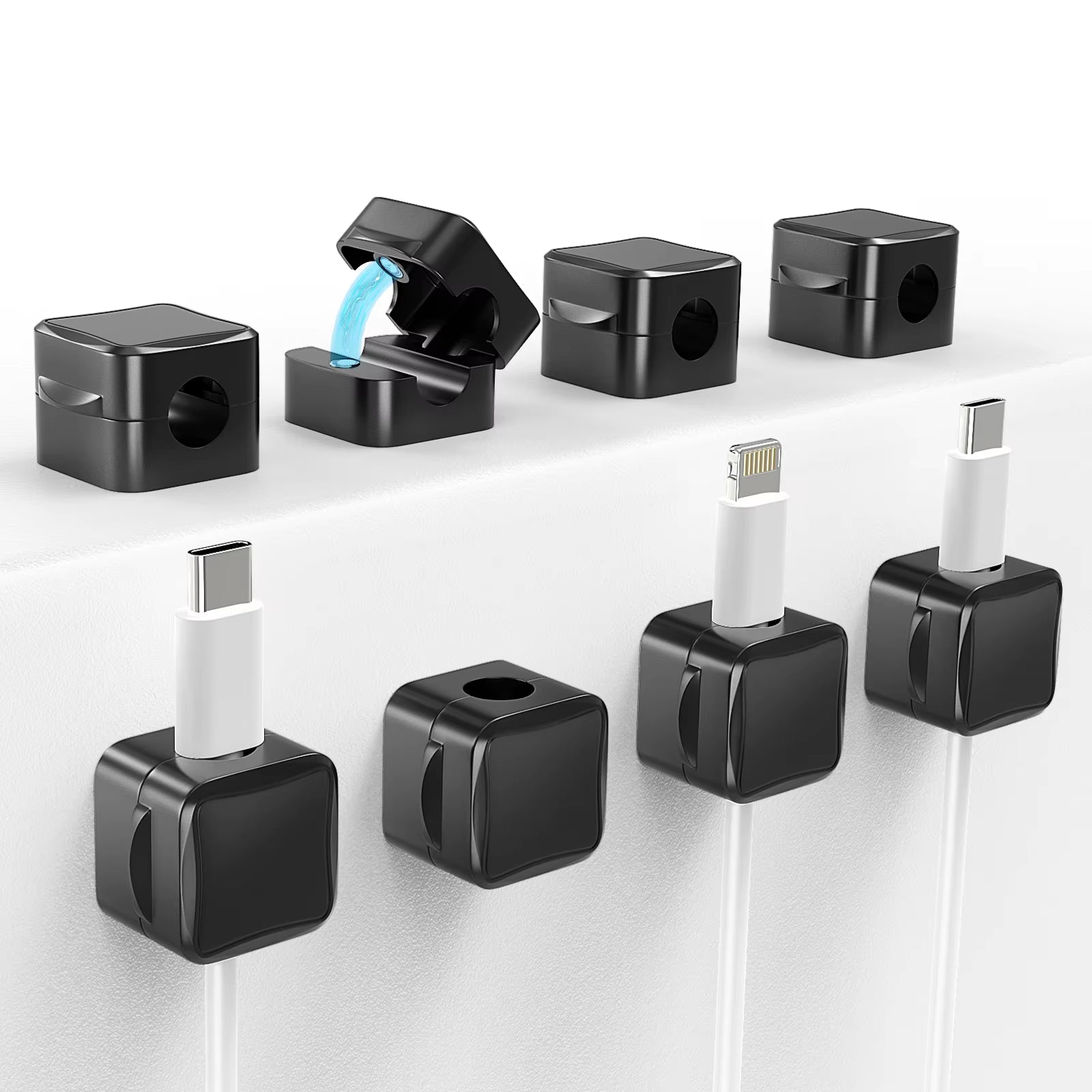 Moko 8 Pack Magnetic Cable Clips, Magnetic Desk Cord Organizer, Adhesive Magnetic Cord Holder, Cable Management Wire Holder