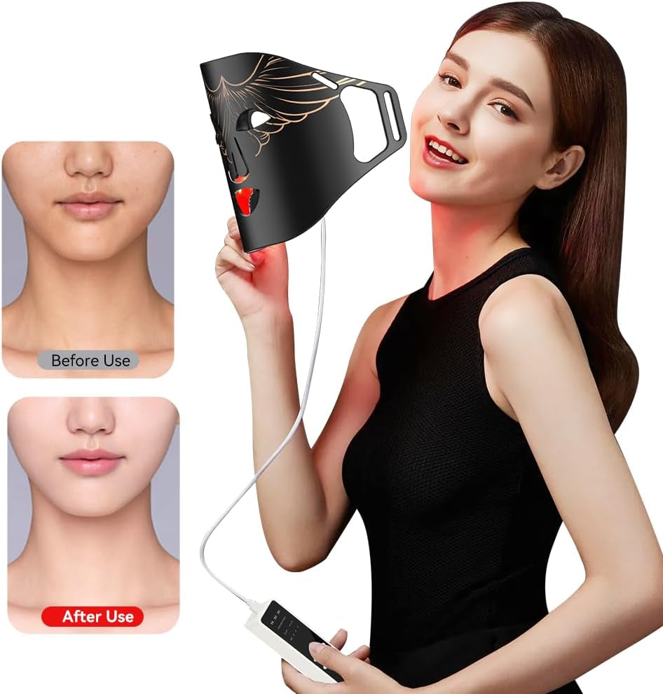 Led Face Mask Light Therapy,4 Colors Skin Rejuvenation 240 Led Red Light Mask,Led Face Mask Light Therapy for Facial Skin Care