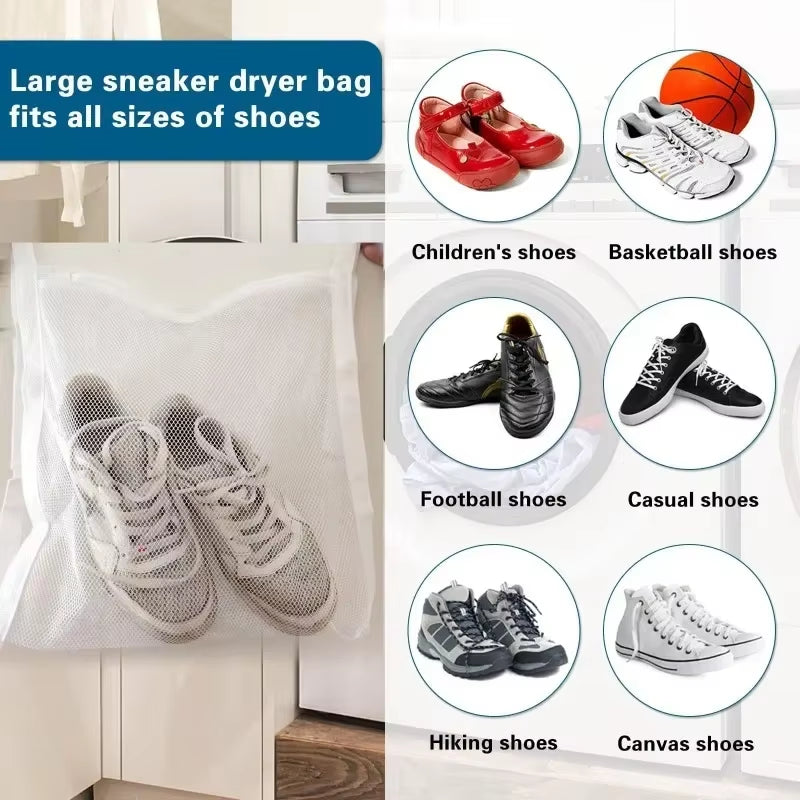 1/2PCS Mesh Shoe Drying Bag Universal Washing Machine Large Cloth Sneaker Cleaning Bag with Zipper Reusable Laundry Organization