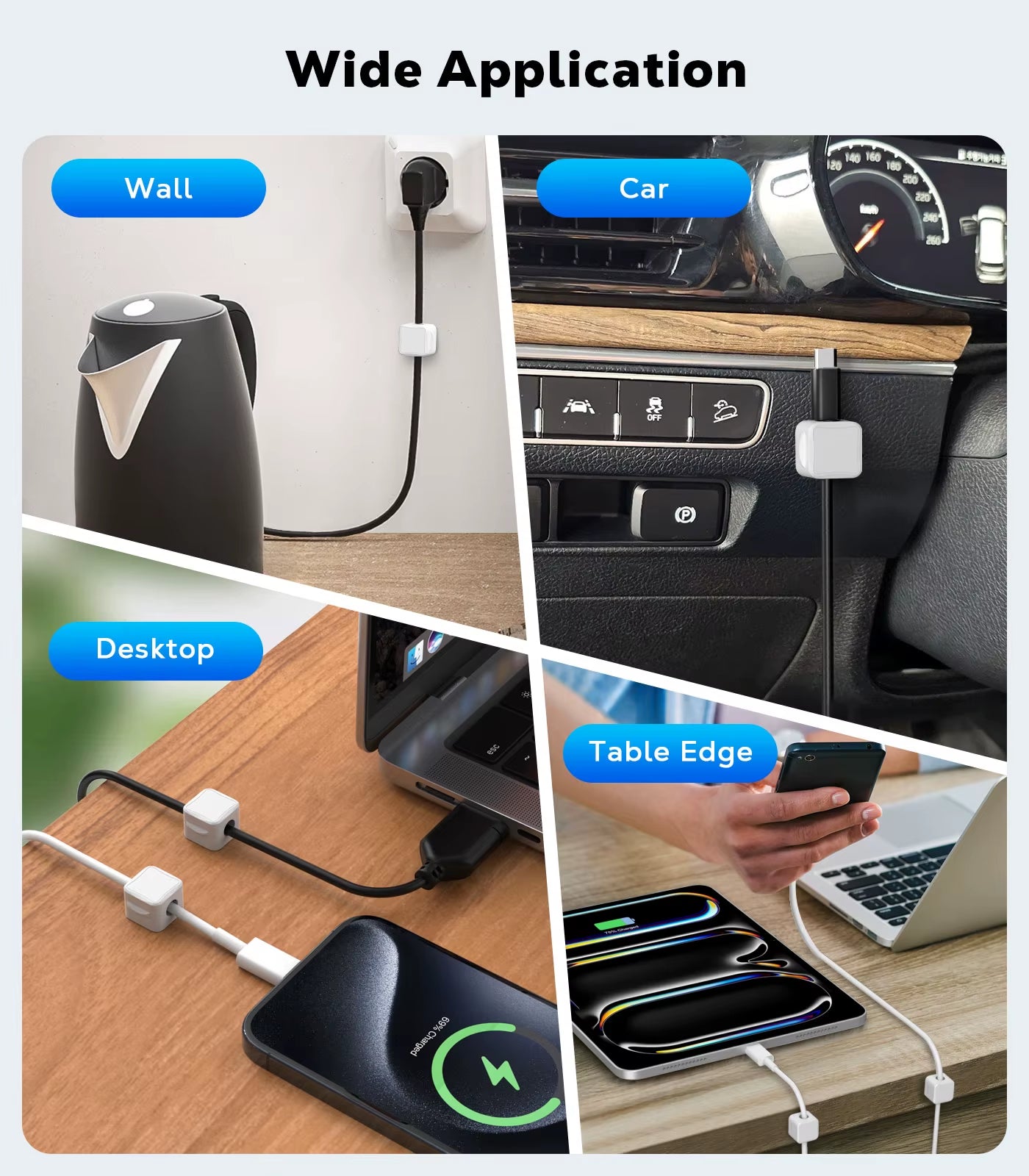 Moko 8 Pack Magnetic Cable Clips, Magnetic Desk Cord Organizer, Adhesive Magnetic Cord Holder, Cable Management Wire Holder