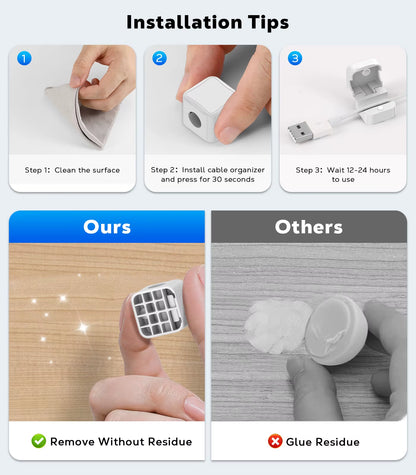 Moko 8 Pack Magnetic Cable Clips, Magnetic Desk Cord Organizer, Adhesive Magnetic Cord Holder, Cable Management Wire Holder