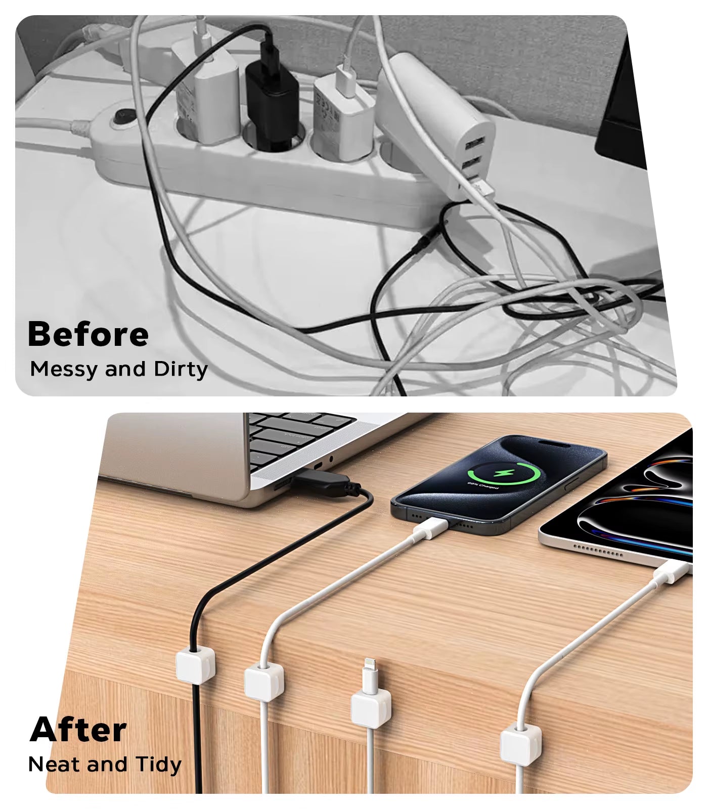 Moko 8 Pack Magnetic Cable Clips, Magnetic Desk Cord Organizer, Adhesive Magnetic Cord Holder, Cable Management Wire Holder