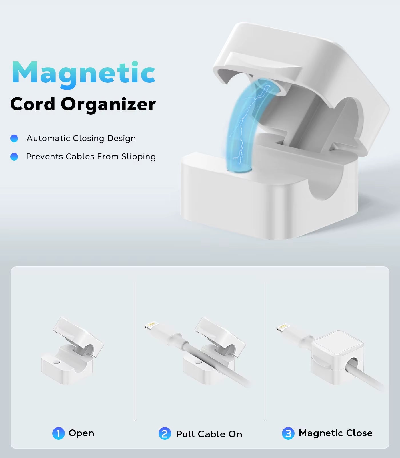 Moko 8 Pack Magnetic Cable Clips, Magnetic Desk Cord Organizer, Adhesive Magnetic Cord Holder, Cable Management Wire Holder